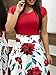 Uinolo Womens Short Sleeve Floral Printed Splicing Color Prom Cocktail Swing Long Maxi Dress