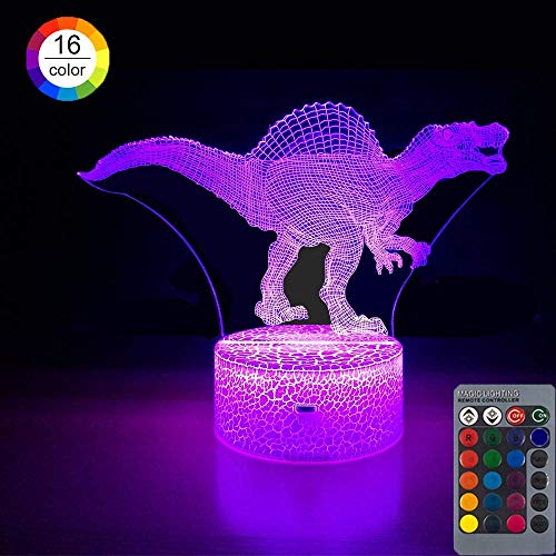 Gmatrix Dinosaur 3D Illusion Lamp, 3D Night Lights for Kids Boys 7 Color Change with USB, Touch&Remo - //coolthings.us