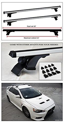 Topline Autopart Universal 50" Window Frame Style Aluminum Roof Rack Rail Cross Bars frc (Silver)