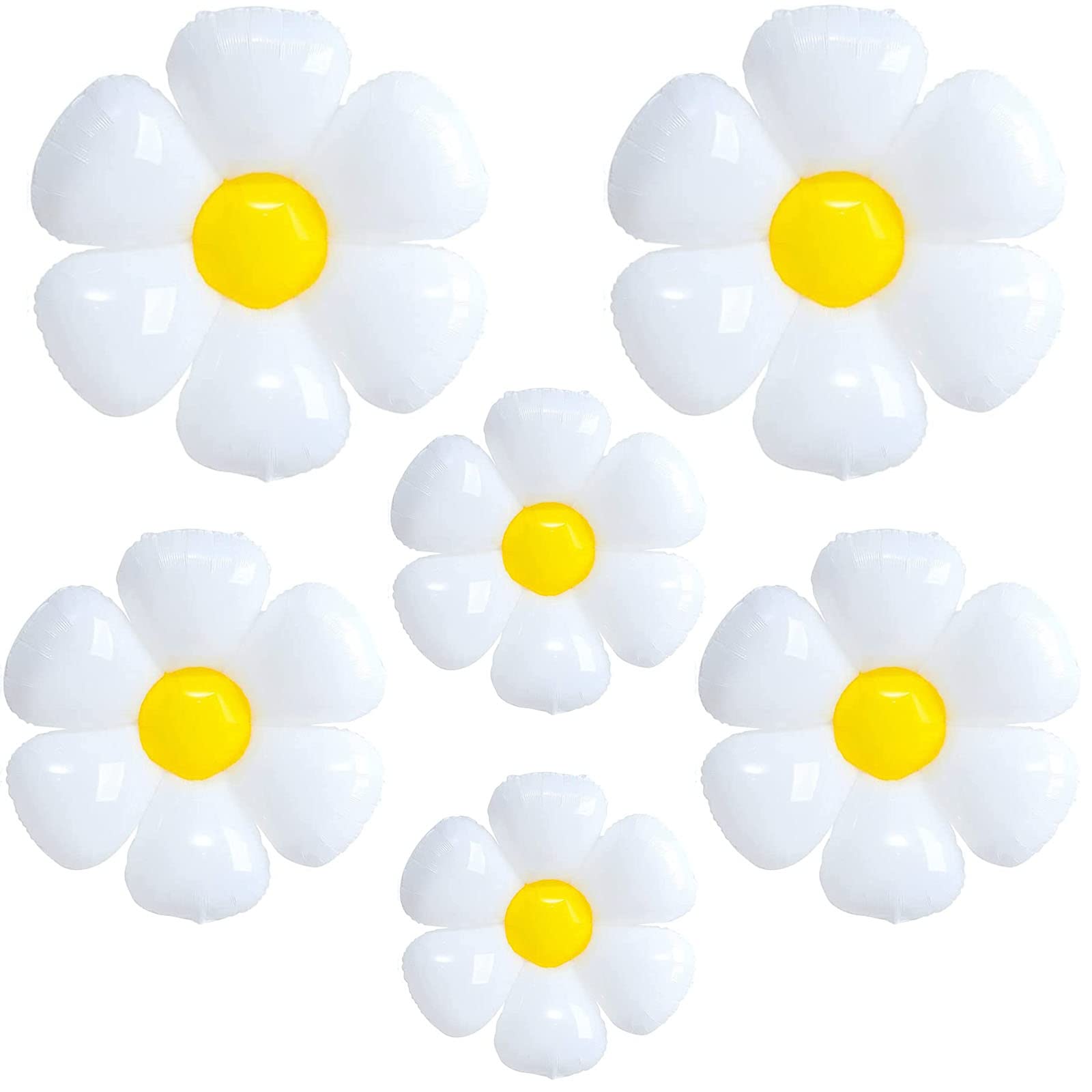 kukifun Daisy Balloons 6 PCS set for Daisy Party Decorations White Huge Flower Daisy Balloons for Daisy Birthday Wedding Baby Shower Kids' Birthday party