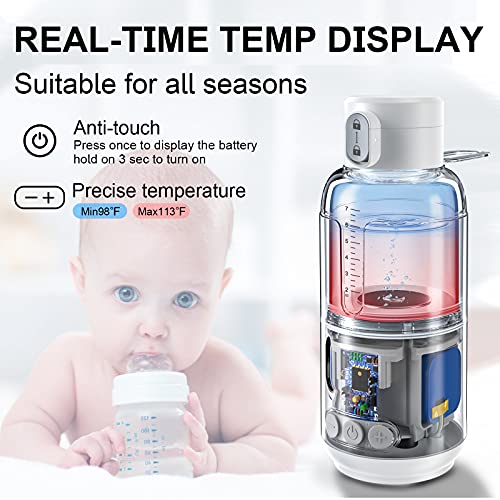 Portable Water Warmer for Formula,Milk,Precise Temp Control,Battery