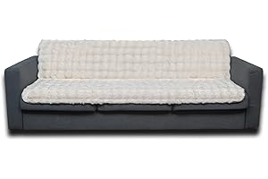 SNUGGLESINTO Waterproof Dog Bed Cover, Soft Plush Pet Blanket with Anti-Slip Back for Bed Couch Sofa, Furniture Protector for Small, Medium and Large Dogs and Cats (White-Bubble, 52"x82")