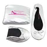 Foldable ballet Flats with EXPANDABLE TOTE Bag for Carrying High Heels Sizes 5 to 12 large SIZE shoes Portable Travel Fold up Shoes Prom Folding Shoes Ballet Comfortable