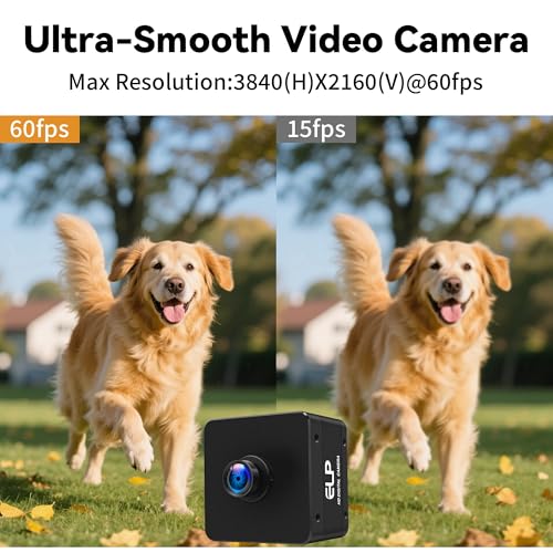 ELP Caméra 4K USB 3.0 2160p @ 60fps Webcam haute vitesse avec objectif 90° sans distorsion, caméra de sécurité industrielle avec port de type C, caméra de conférence d'ordinateur UVC pour Raspberry Pi