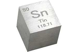 TIHONORI Tin Cube - 10mm Pure Metal Element Cubes - Laser Engraved High Density Cube Set for a Periodic Table of Elements Collection,Tin