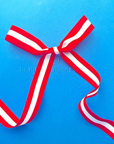 Beautiful Balloons 5m x 25mm Red and White Ribbon - St Georges England