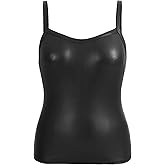 WDIRARA Women's Plus Size V Neck Spaghetti Strap Pu Leather Cami Top Camisole