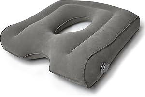 Orthopedic Seat Cushion for Sciatica & Post-Surgery Pain Relief - Inflatable Donut Pillow with Portable Backrest, Office, Car