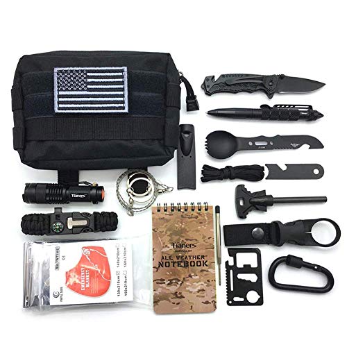 Gifts for Men Husband Dad Friend, Emergency Survival Kit 16 in 1, Upgrade Compact Survival Gear, Cool EDC Survival Tool for Cars, Camping, Hiking, Hunting, Fishing, Adventure Accessorie