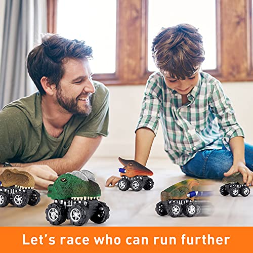 Dinosaur Toys for 3 Year Old Boys, Pull Back Car Dinosaur Toys for Kids, Dinosaur Car Toys Dino Pull Back Vehicle, Christmas Birthday Party Gift for 4 5 6 7 Years Old Boys Girls(16 Cards Included)