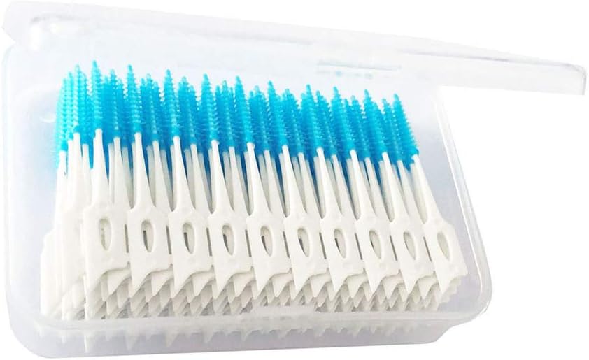 Supvox 160Pcs Interdental Brushes Silicone Toothpicks Dual-Heads Teeth Cleaner for Oral Care Portable and Convenient (Blue) - Image 4