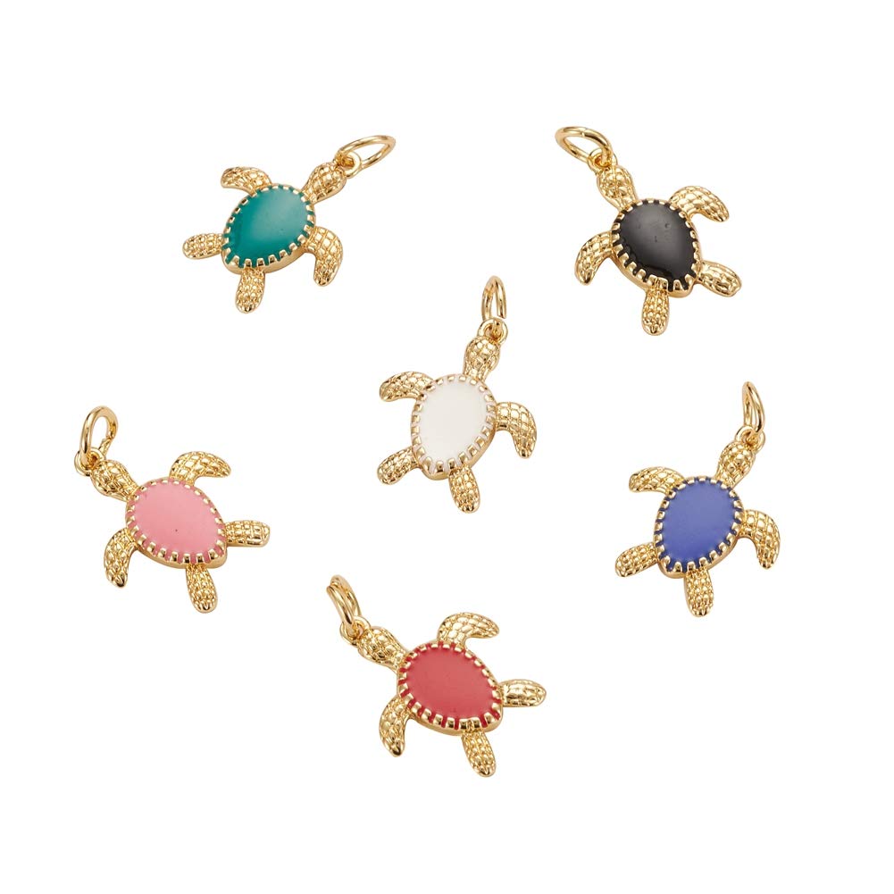 Airssory 20 Pcs Tortoise Turtle Animal Enamelled Charms Small Pendants in Bulk for Jewelry Making DIY Accessories - 16.5mm