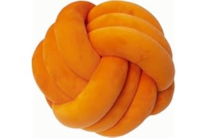 Petrella Knot Pillows Ball Round Throw Pillows Home Decor Cushion Decorative Aesthetic Throw Pillows，Orange 11inch
