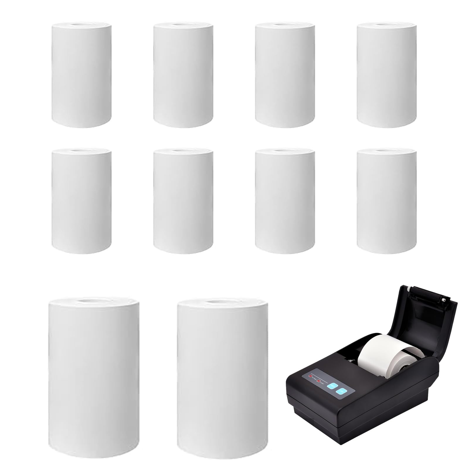 Thermal Paper 10 Rolls for Children's Camera and Mini Printer, White Refill Paper for Instant Cameras for Children, Printing Paper BPA Free (57 mm to 30 mm)