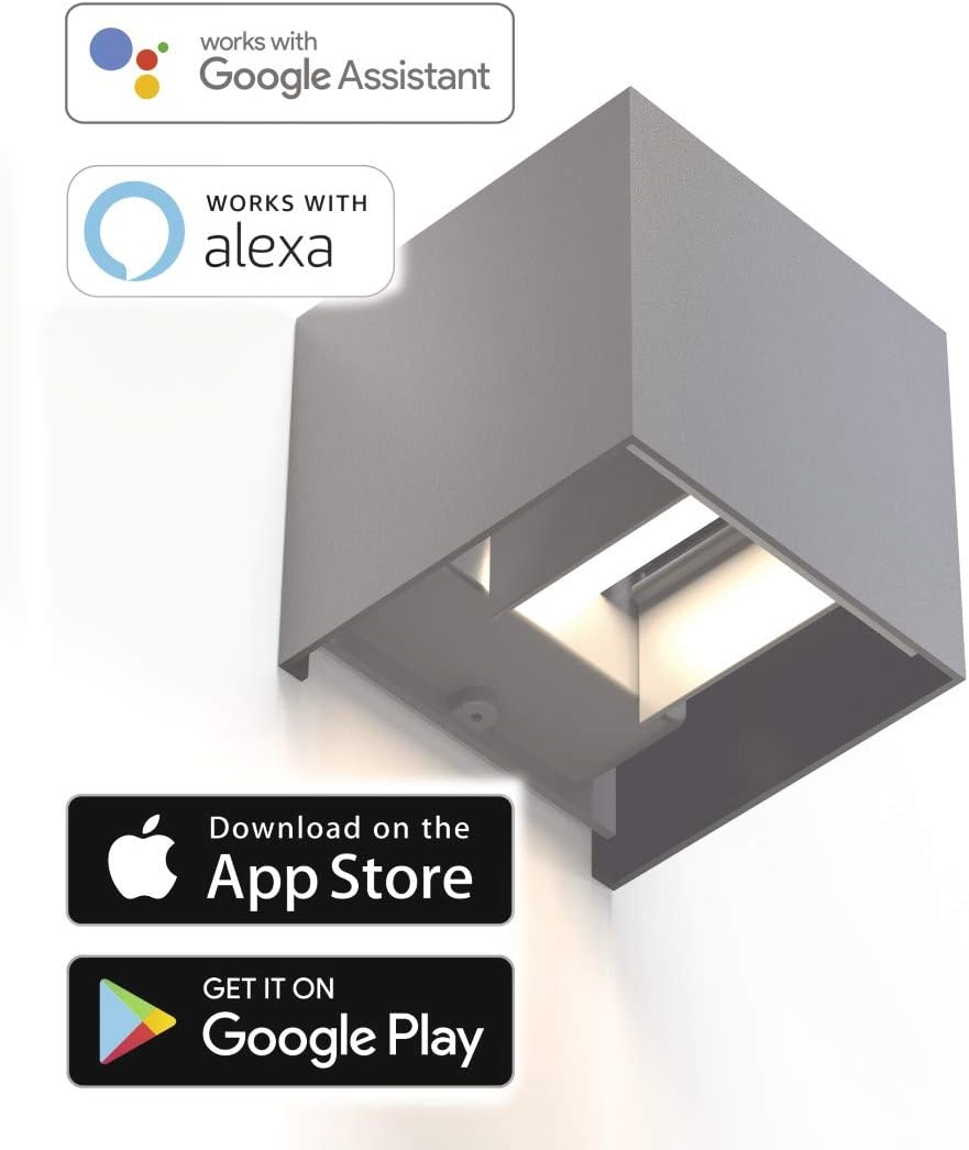 Hama LED Wall Light for Indoor and Outdoor Use (Dimmable Smart Home Lamp for Alexa and Google Assistant Voice Control and via App - Image 5