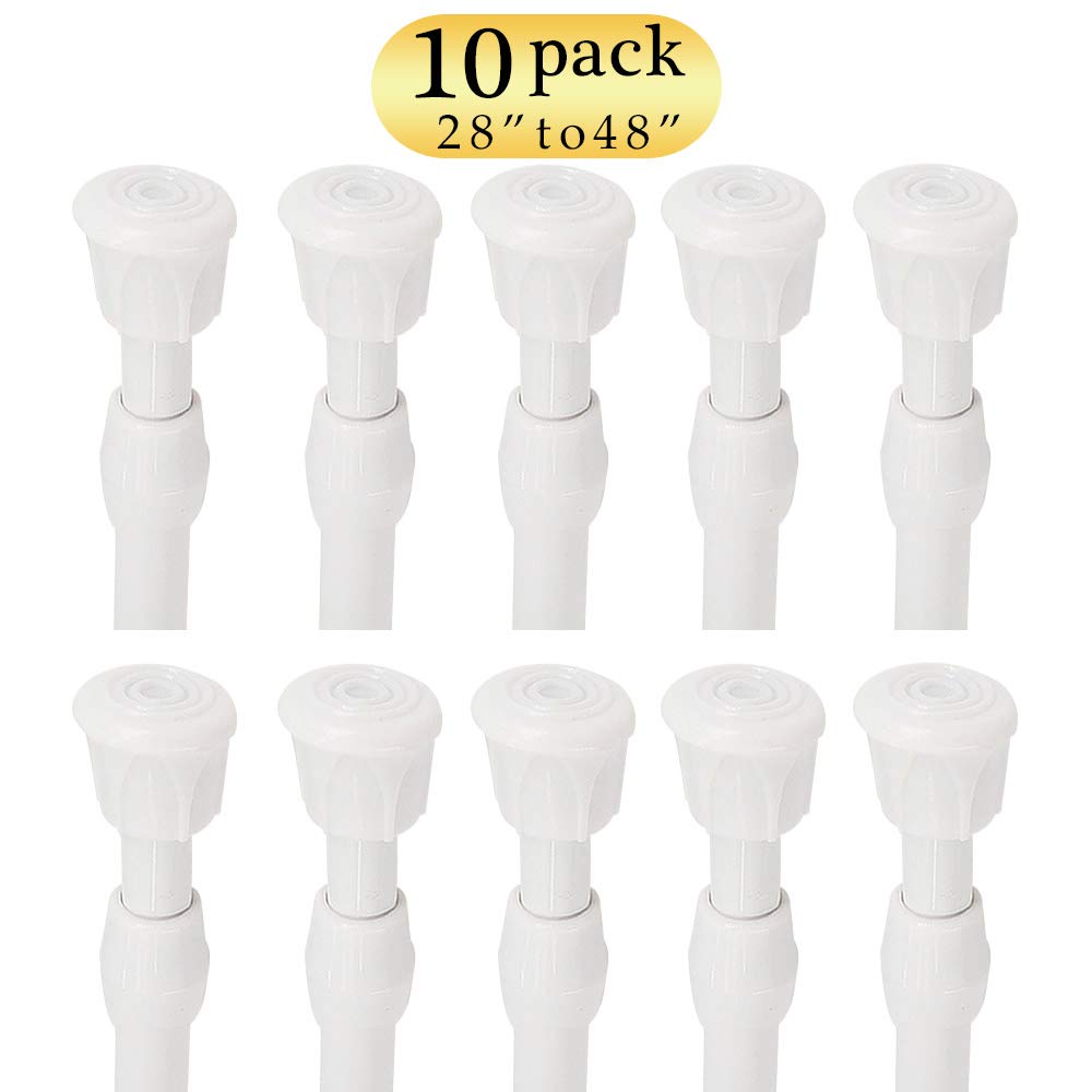 Tension Rods - 10 Pack Cupboard Bars Tensions Rod Curtain Rod Closet Rod 28" to 48"(Approx.) Extendable Width Adjustable Spring Tension Rods Fit in The Spaces to Stay Up