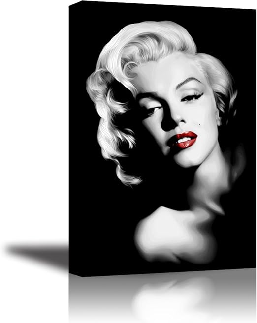 Amazon Com Piy Red Lips Monroe Wall Art With Frame Canvas Prints