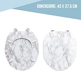 Anika Marble Effect Toilet Seat, Chrome Hinges, Standard Fit 43x37.5cm view 5