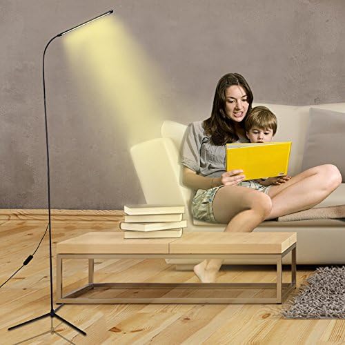 Desk Floor Table LED Lamp,Hihamer Clamp Clip Reading Flexible Gooseneck Standing Reading Morden Clssic Warm Study Light, Adjustable 360 Degrees Rotating for Living Room Chair Office Bed Dinning