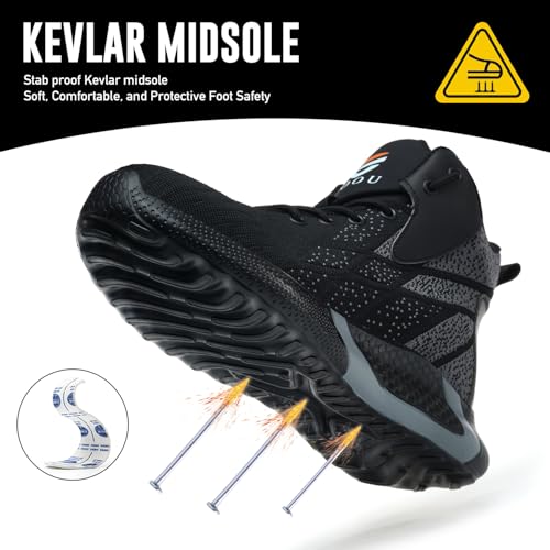 COOU Safety Boots Men Women Comfortable Work Shoes Steel Toe Lightweight Breathable Footwear Sports Safety