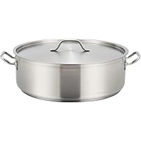 Winco SSLB-15, 15-Quart Stainless Steel Brazier Pan with Cover