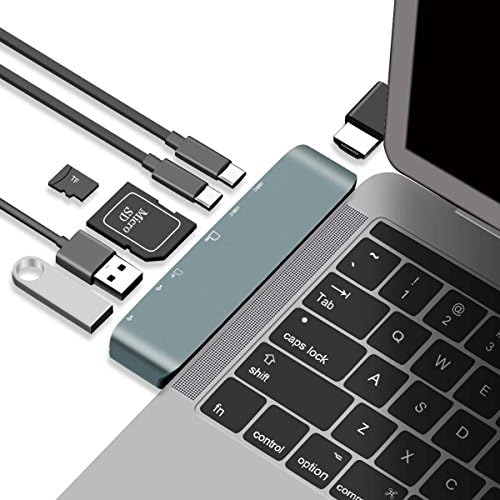 Cellay USB C Adapter, 7 in 1 3 Type-C Hub with HDMI, SD/TF Card Reader, 2 USB 3.1 Ports, 2 USB 3.0 Ports, for 2016/2017 MacBook Pro 13” and 15”
