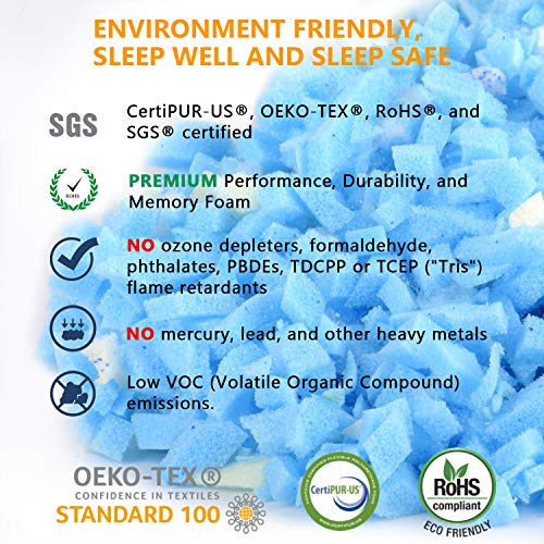 Mastery Mart Cooling Shredded Memory Foam Bed Pillow, Soft Removable