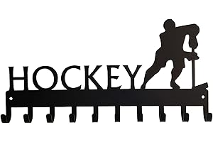 THE METAL PEDDLER Ice Hockey Player Skating Sports Medal Hanger Display - 14.5 inches with 10 Hooks - Made in The USA