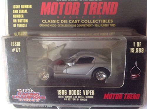 Racing Champions Mint Motor Trend Magazine 1996 Dodge Viper Silver Issue #171