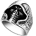 Men's Large Vintage Biker Gothic Casted Death Grim Reaper Skull Stainless Steel Punk Ring Silver Black Size 13