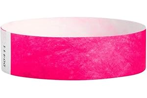 3/4" Tyvek Solid Color Wristbands - Pack of 500 - Secure Paper-Like Admission Band for Events by myZone Printing (Neon Pink)