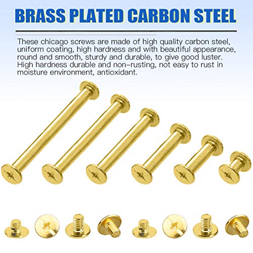 image for Glarks 80 Sets Chicago Screws Assortment, M5 x 6/15/25/35/45/55 Brass 