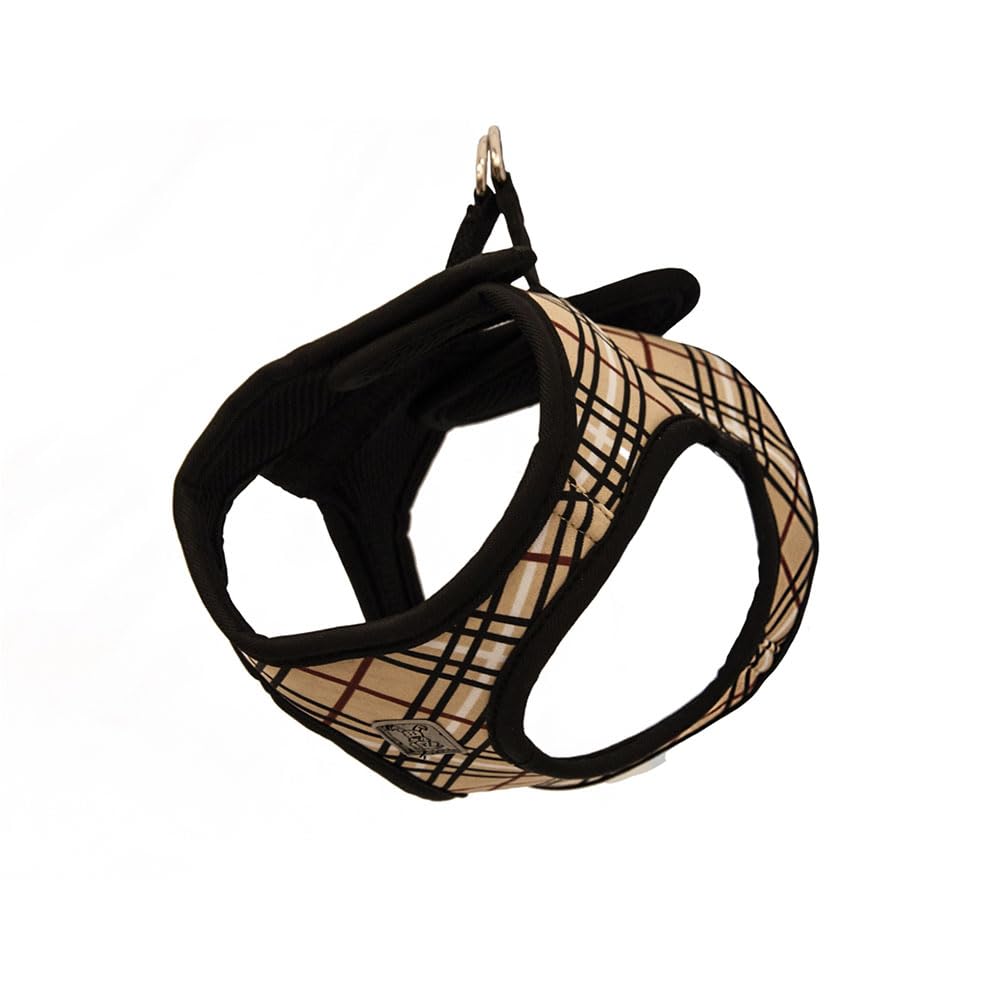 RC Pet Products Cirque Soft Walking Step-In Dog Harness, X-Small, Tan Tartan