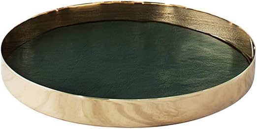 Amazon Com Putwo Decorative Tray 12 X 12 Jewelry Tray Metal Pu Leather Vanity Tray Antique Perfume Tray Handmade Trinket Tray Ottoman Tray Catchall Tray For Dresser Bathroom Vanity Gold Hunter