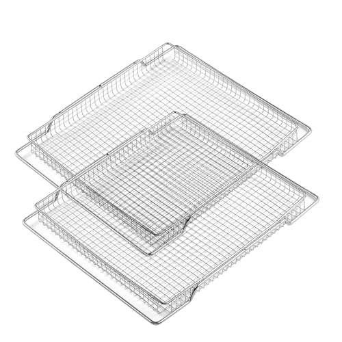 BOV800XL Air Fryer Basket Replacement Parts for Breville Smart Oven Air Fryer Rack 304 Stainless Steel 14’’ x 11.5’’ Toaster Oven Wire Rack B0V800XL B0V845 BSSUSC BOV845BSS Mesh Air Fry Basket 2 Pcs
