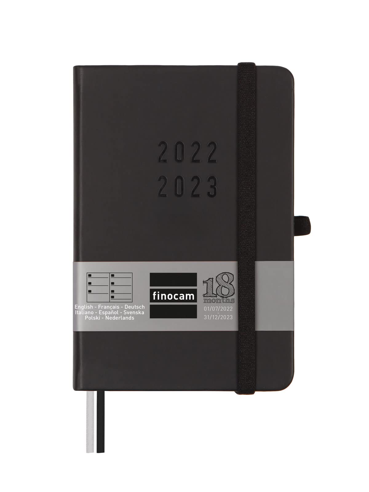Finocam - 2022 2023 Minimal 18 Months Week to View Horizontal July 2022 to December 2023 (18 Months) Black International