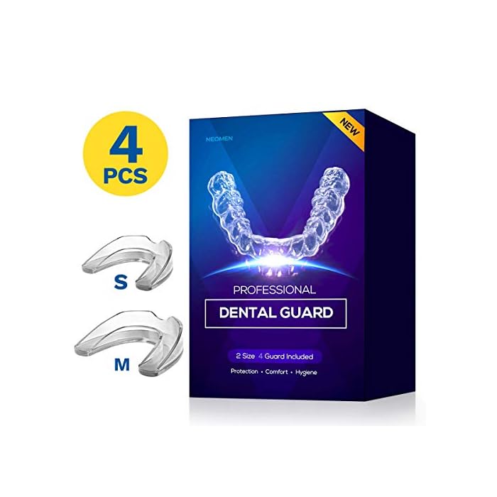 Neomen Mouth Guard for Grinding Teeth- 2 Sizes, Pack of 4 - New Upgraded Dental Night Guard for Clenching Teeth, Stops…