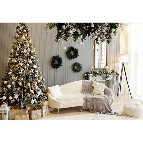 Defouliao Christmas Winter Backdrop White Indoor Xmas
