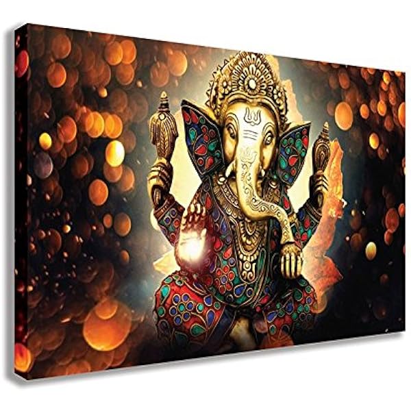 Printelligent Canvas Painting, Lord Ganesh (Ganesha), Canvas Art Print for Home, Living Room & Office Decor (36 INCH X 48 INCH): Amazon.in: Home & Kitchen