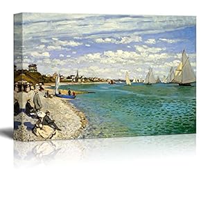 Regatta at Sainte-Adresse by Claude Monet - Canvas Print Wall Art Famous Painting Reproduction - 12" x 18"