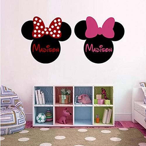 WENYAO Asade Personalized Custom Name Mickey Minnie Mouse Wallpaper Ear Vinyl Wall Sticker Decal Mural For Baby Bedroom Kids