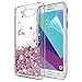 LeYi Glitter Clear Quicksand Liquid Protective Case with Tempered Glass Protector [2 Pack] for Samsung Galaxy J7 V,J7 Prime,J7 2017,J7 Perx,J7 Sky Pro, Halo TP - Rose Gold