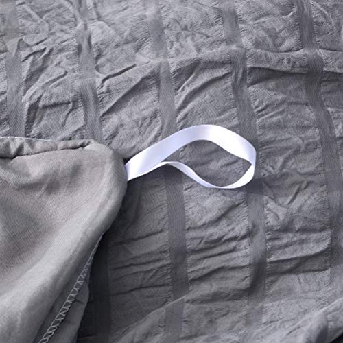 M&Meagle 3 Pieces Textured Duvet Cover Dark Grey Set with Zipper Closure,100% Washed Microfiber Seersucker Fabric,Luxury Hotel Quality Bedding-King Size(1 Duvet Cover 2 Pillowcases)
