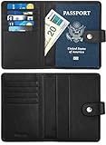 SimpacX Passport Holder, Passport Wallet Travel Wallet Passport Cover Case RFID Blocking Genuine Leather (black)