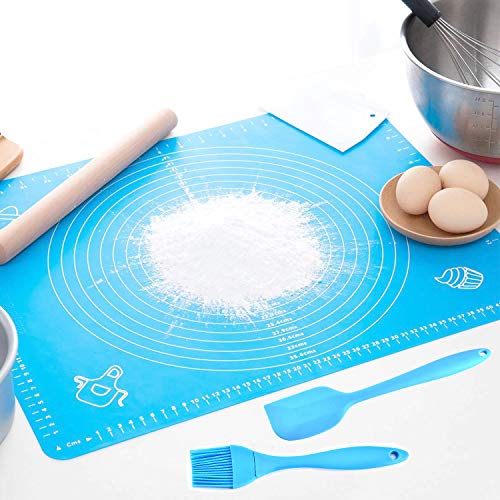 Silicone Baking Mat 20" x 16" for Pastry Rolling with Measurements, Liner Heat Resistance Table Placemat Pad Pastry Board, Thick Reusable Nonstick Silicone Pastry Mat for Pizza Cake Fondant Pie Crust
