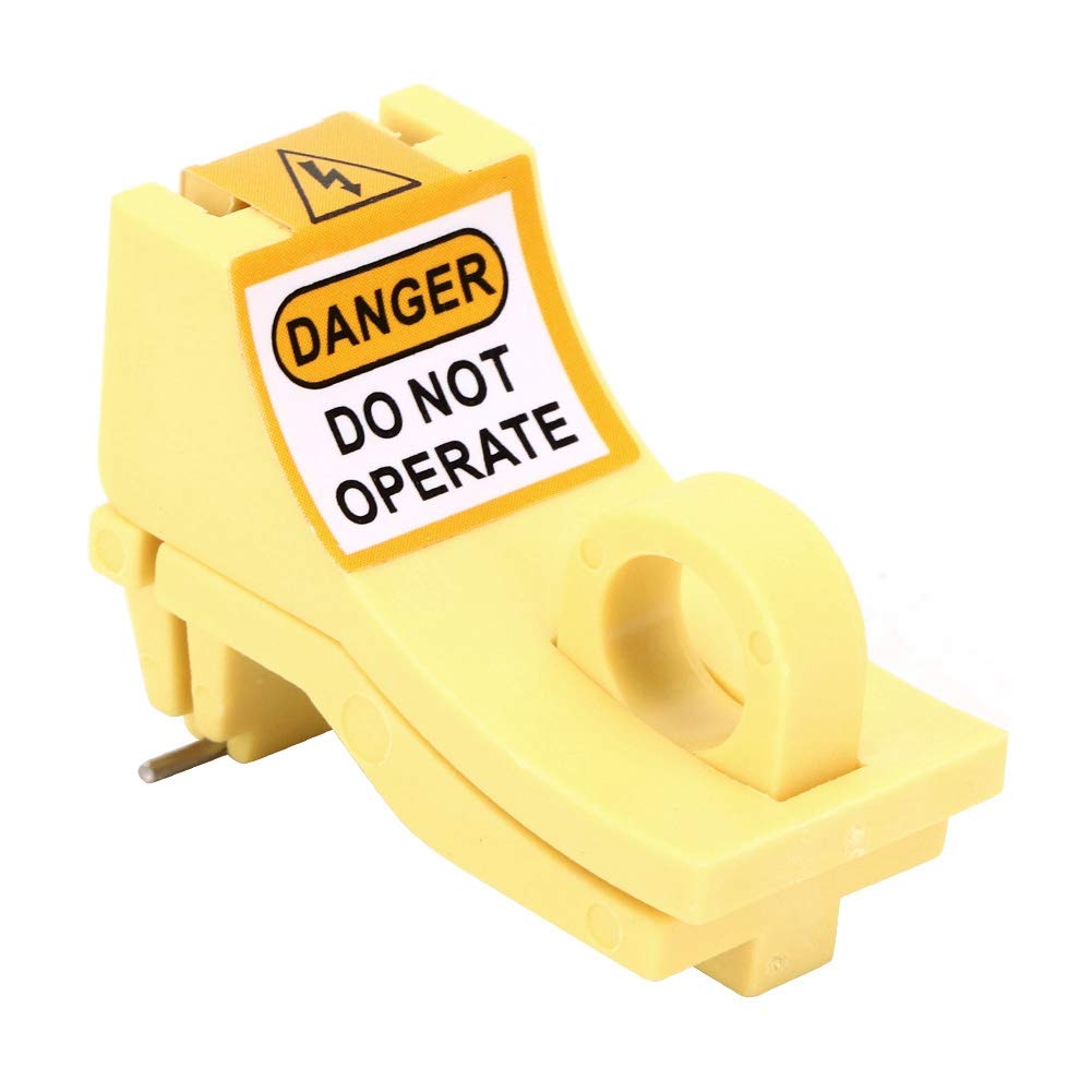 Lock Circuit Breaker Lockout - Miniature Circuit Breaker Lockout Tagout, Outward Pin Security Lock Off Device - Electrical Security Lock Device (Yellow)