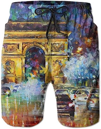 Men's Shorts Swim Beach Trunk Summer Arch Of Triumph Painting Casual Classic Shorts With Pockets
