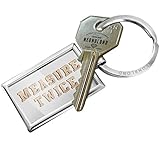 Keychain Measure Twice Plywood wood Lettering