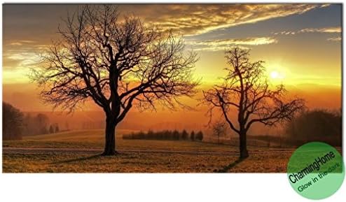 Wall Decorations for Living Room - Glow in the Dark Wall Painting for Living Room Trees in the Sunset Landscape Canvas - Tree Painting for Living Room - 7.87x15.74 Inches by CharmingHome