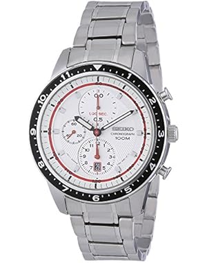 Seiko Chronograph White Dial Stainless Steel Mens Watch SNDF35P1